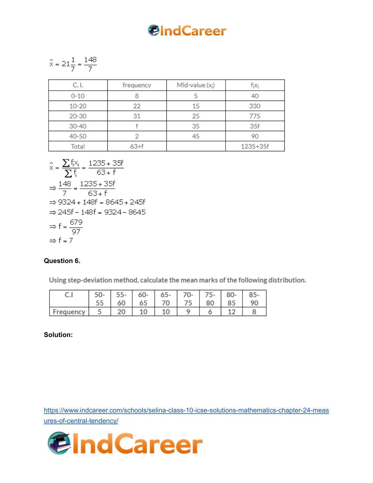 Selina Class 10 ICSE Solutions Mathematics : Chapter 24- Measures of Central Tendency - Page 20