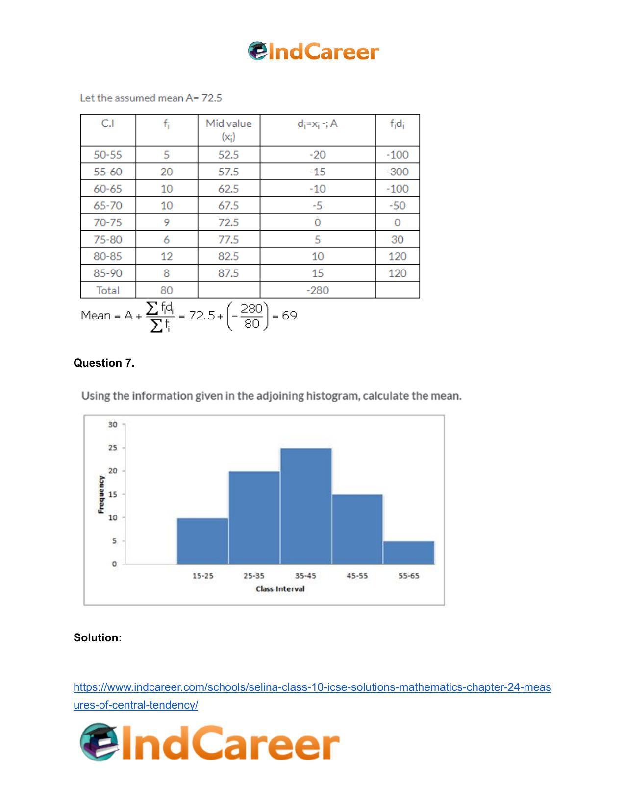 Selina Class 10 ICSE Solutions Mathematics : Chapter 24- Measures of Central Tendency - Page 21
