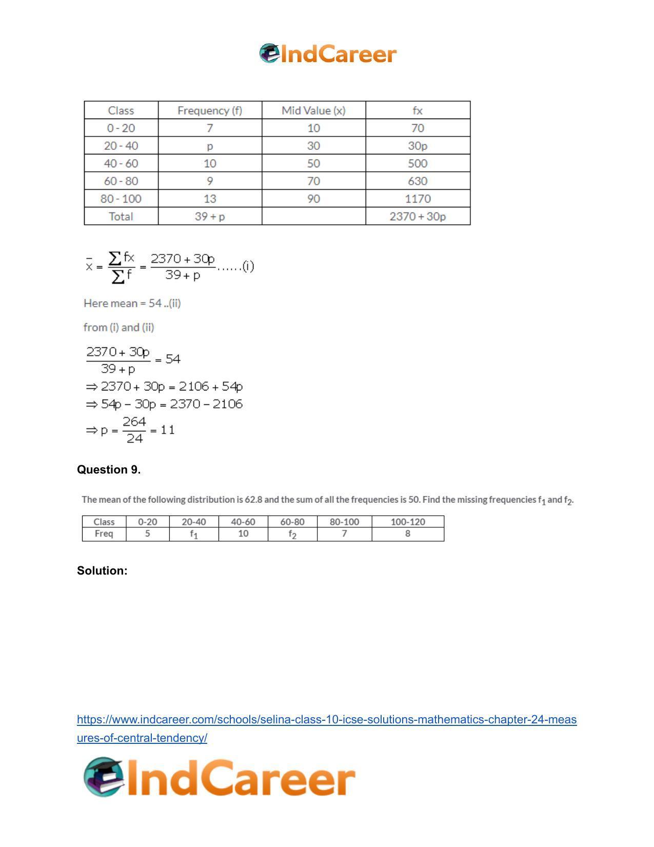 Selina Class 10 ICSE Solutions Mathematics : Chapter 24- Measures of Central Tendency - Page 23