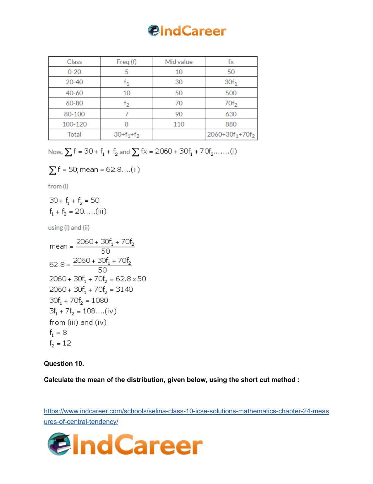 Selina Class 10 ICSE Solutions Mathematics : Chapter 24- Measures of Central Tendency - Page 24