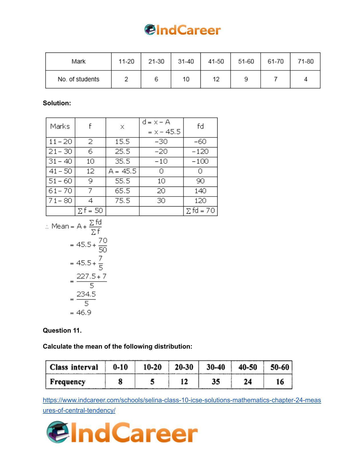 Selina Class 10 ICSE Solutions Mathematics : Chapter 24- Measures of Central Tendency - Page 25