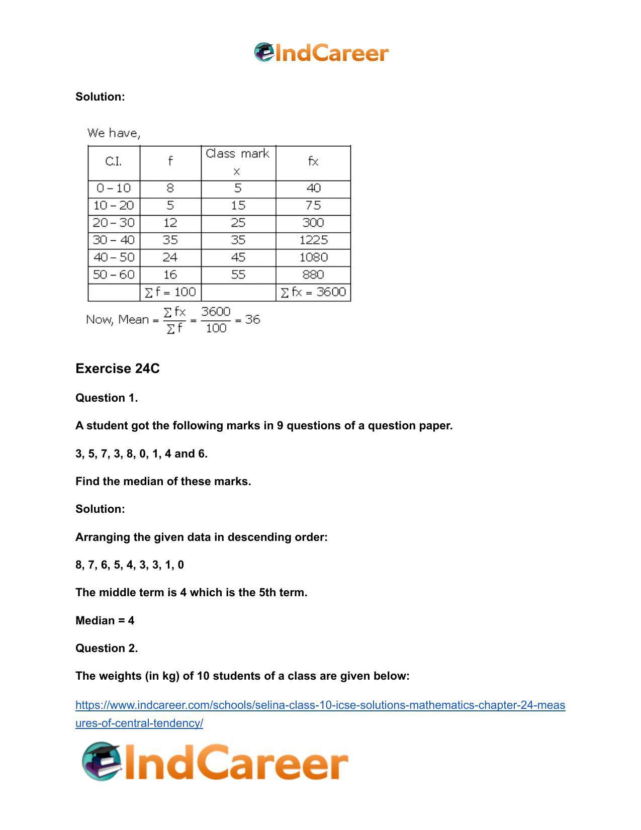 Selina Class 10 ICSE Solutions Mathematics : Chapter 24- Measures of Central Tendency - Page 26
