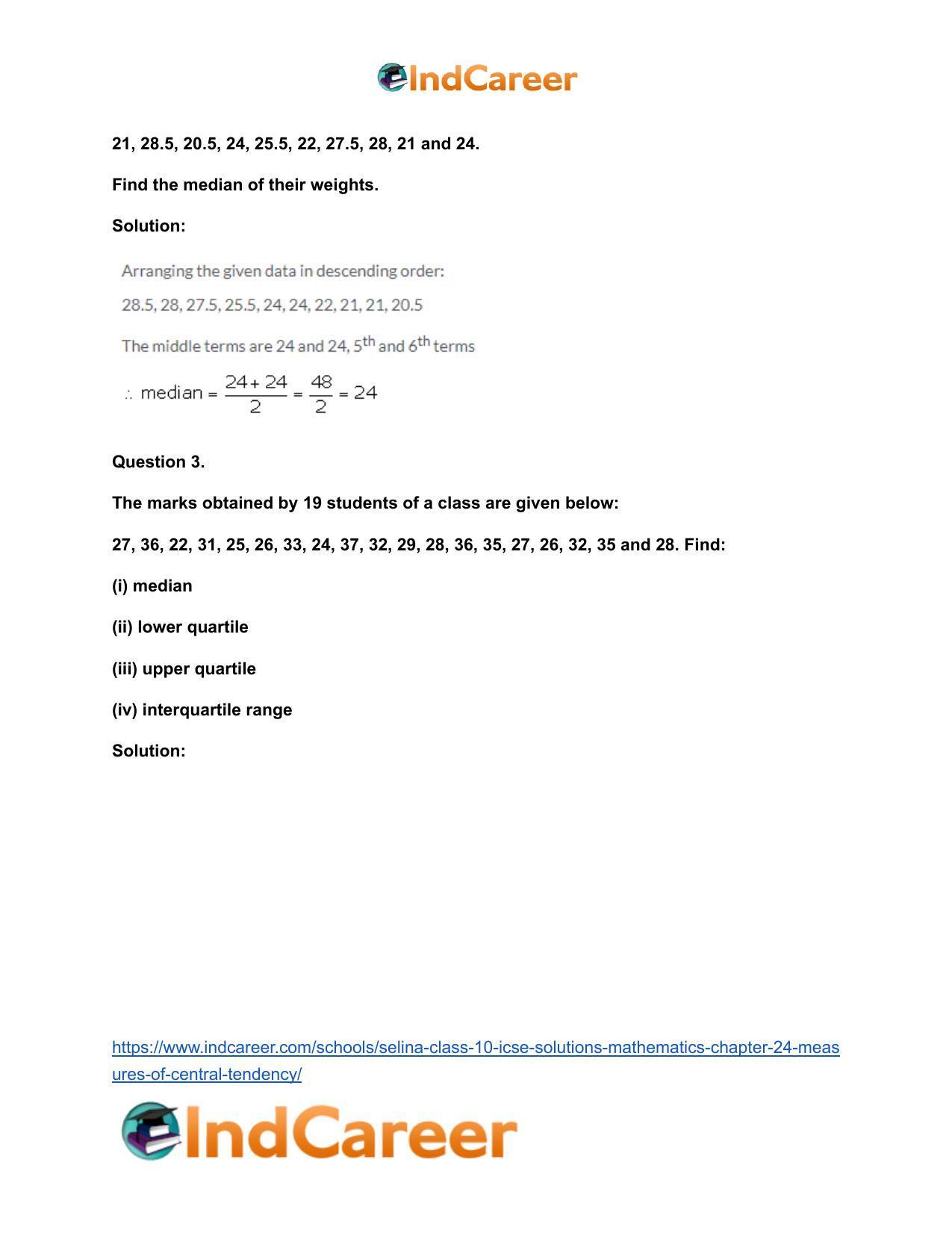 Selina Class 10 ICSE Solutions Mathematics : Chapter 24- Measures of Central Tendency - Page 27
