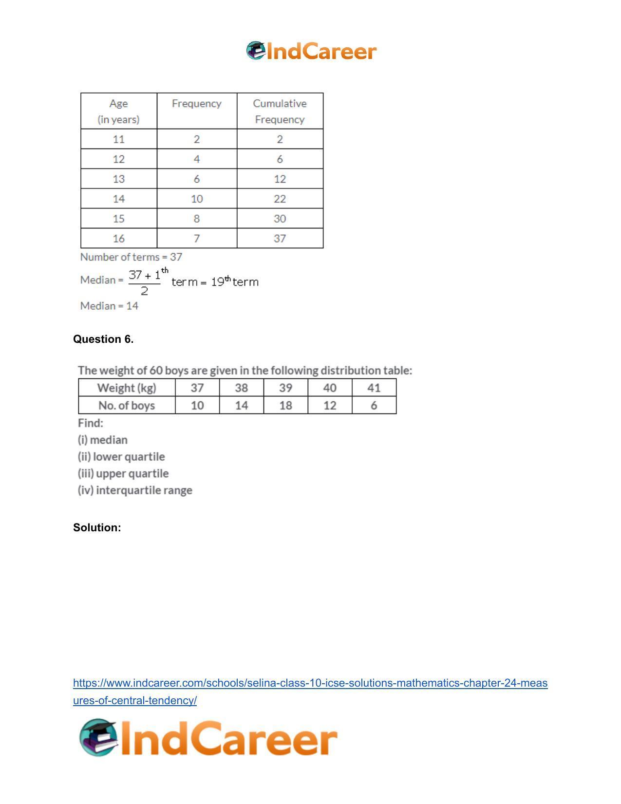 Selina Class 10 ICSE Solutions Mathematics : Chapter 24- Measures of Central Tendency - Page 30