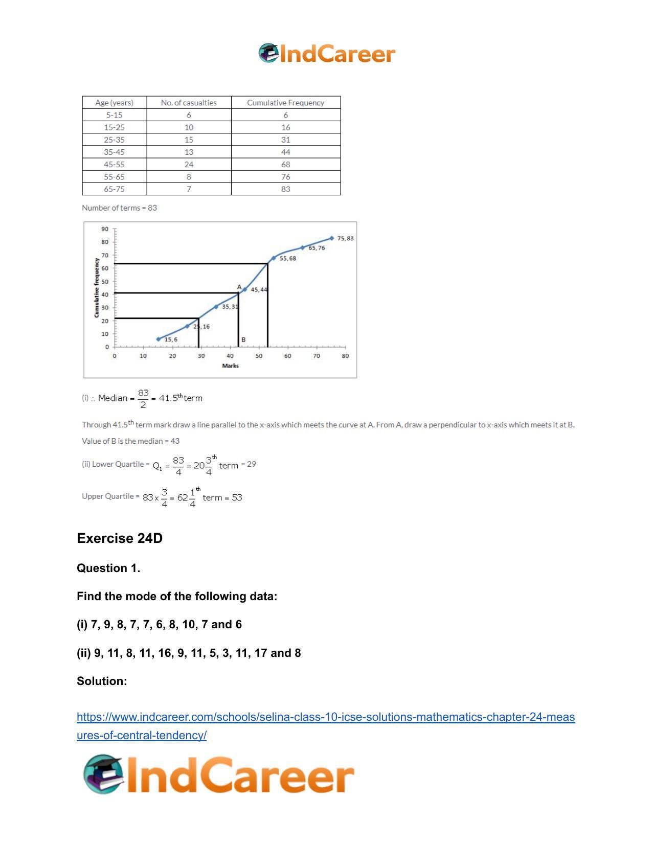Selina Class 10 ICSE Solutions Mathematics : Chapter 24- Measures of Central Tendency - Page 39