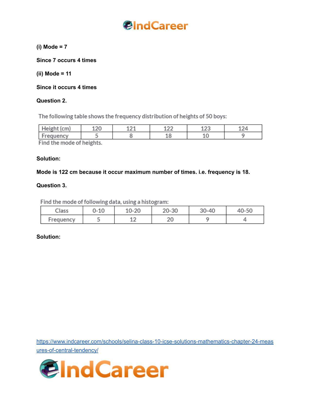 Selina Class 10 ICSE Solutions Mathematics : Chapter 24- Measures of Central Tendency - Page 40