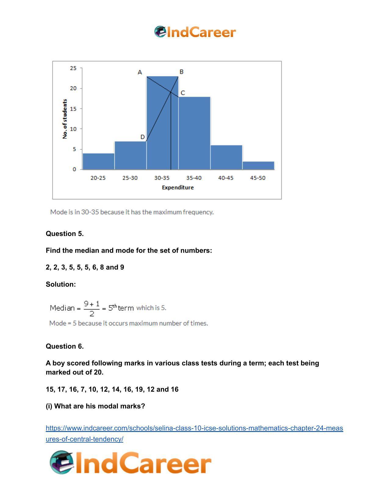 Selina Class 10 ICSE Solutions Mathematics : Chapter 24- Measures of Central Tendency - Page 42