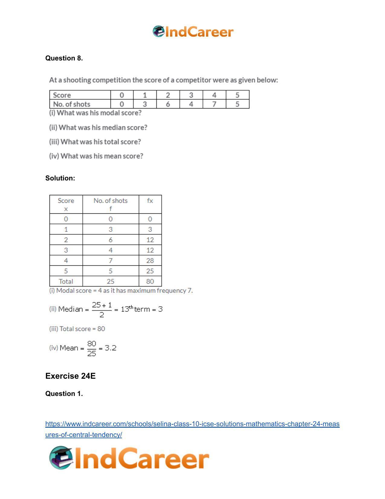 Selina Class 10 ICSE Solutions Mathematics : Chapter 24- Measures of Central Tendency - Page 44