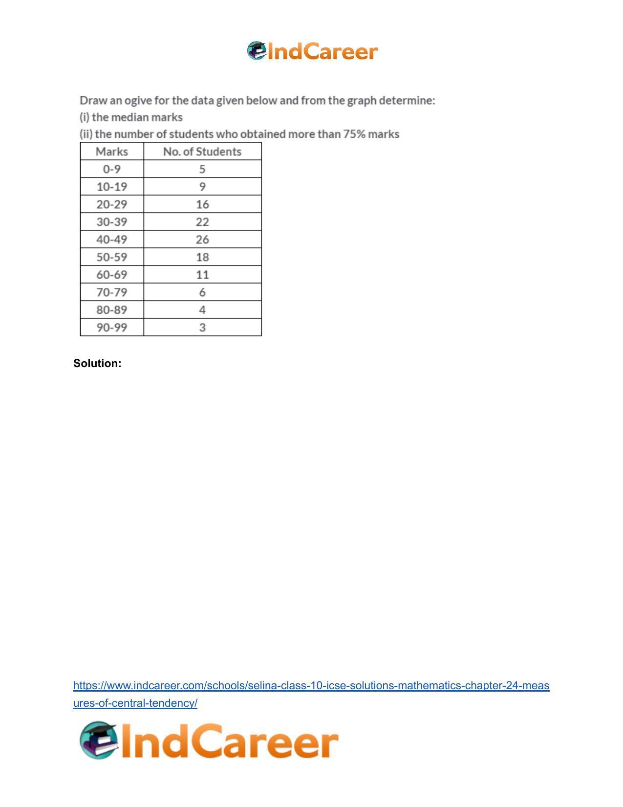 Selina Class 10 ICSE Solutions Mathematics : Chapter 24- Measures of Central Tendency - Page 48