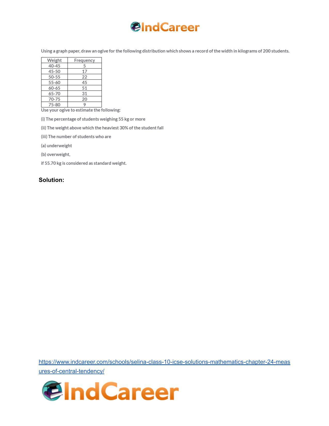 Selina Class 10 ICSE Solutions Mathematics : Chapter 24- Measures of Central Tendency - Page 54