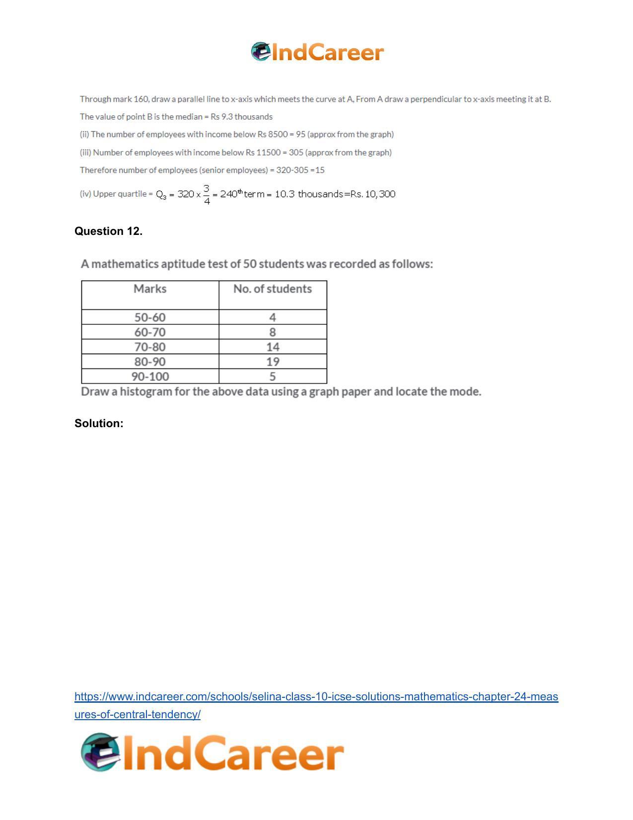 Selina Class 10 ICSE Solutions Mathematics : Chapter 24- Measures of Central Tendency - Page 59