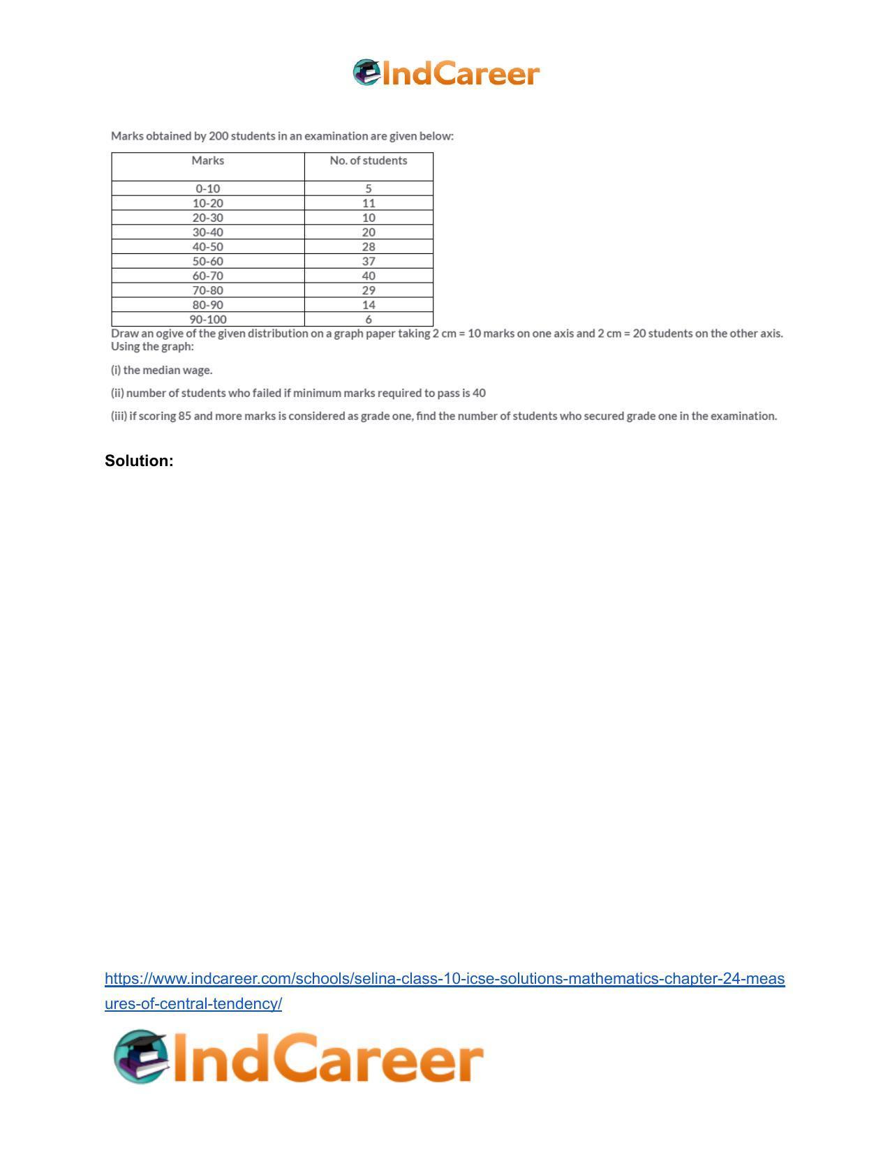 Selina Class 10 ICSE Solutions Mathematics : Chapter 24- Measures of Central Tendency - Page 61
