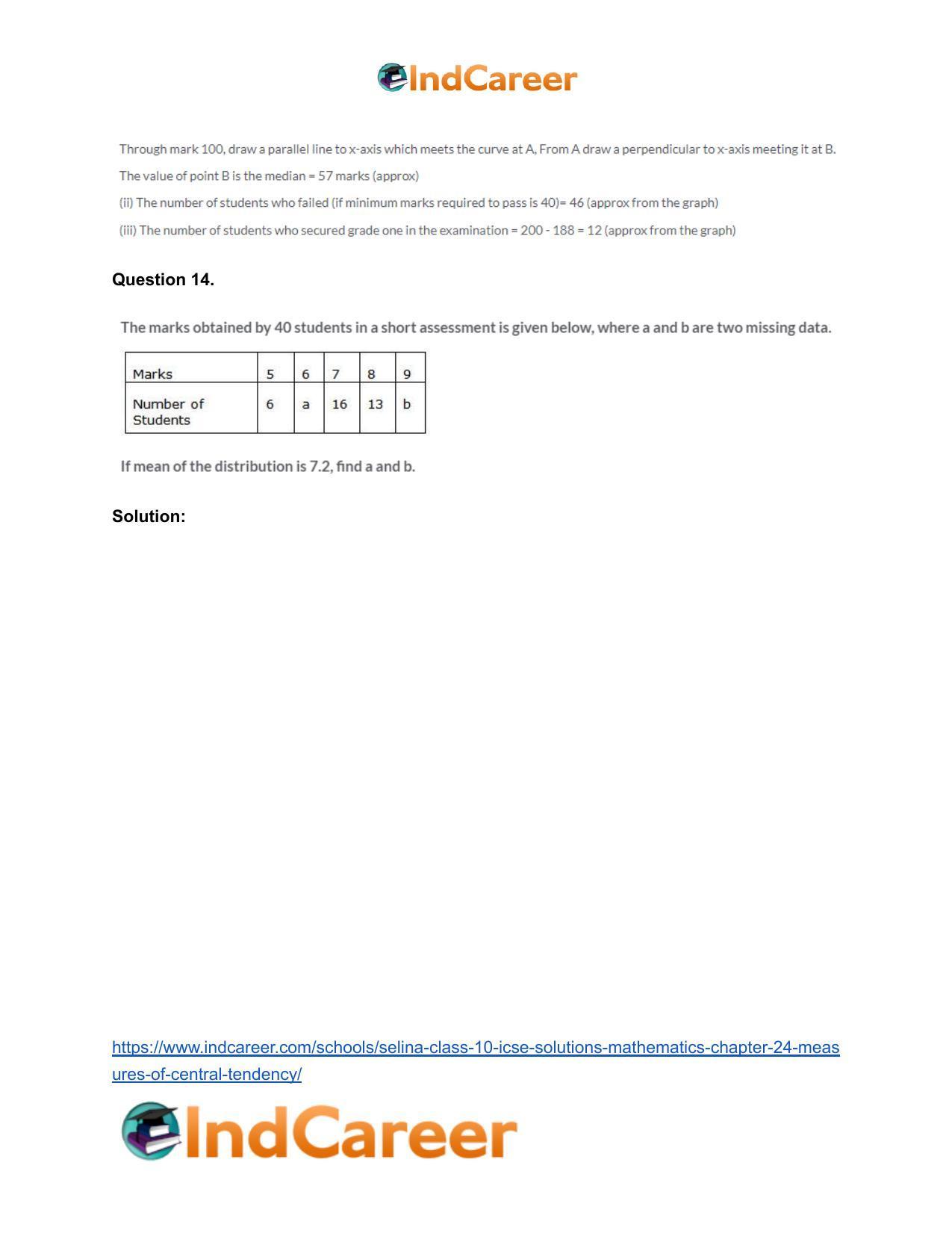 Selina Class 10 ICSE Solutions Mathematics : Chapter 24- Measures of Central Tendency - Page 63