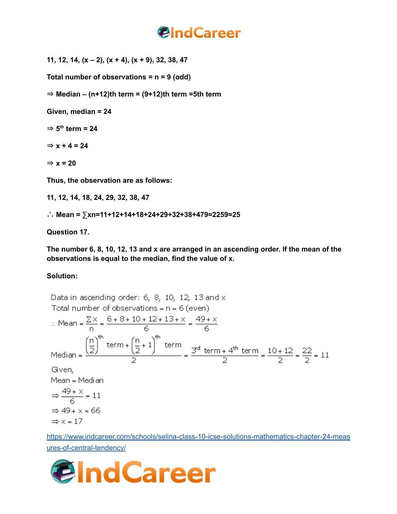 Selina Class 10 ICSE Solutions Mathematics : Chapter 24- Measures of Central Tendency - Page 66
