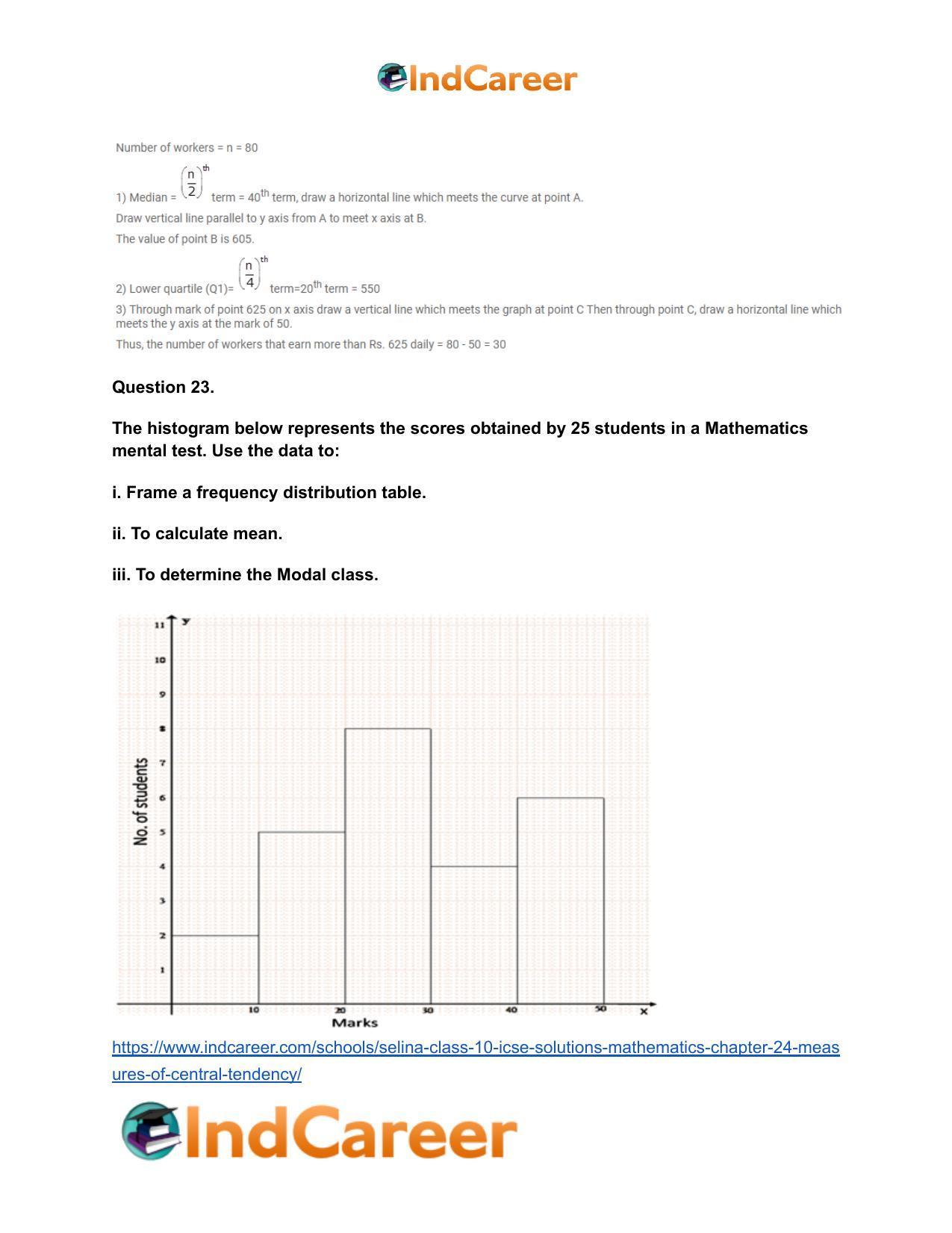Selina Class 10 ICSE Solutions Mathematics : Chapter 24- Measures of Central Tendency - Page 74