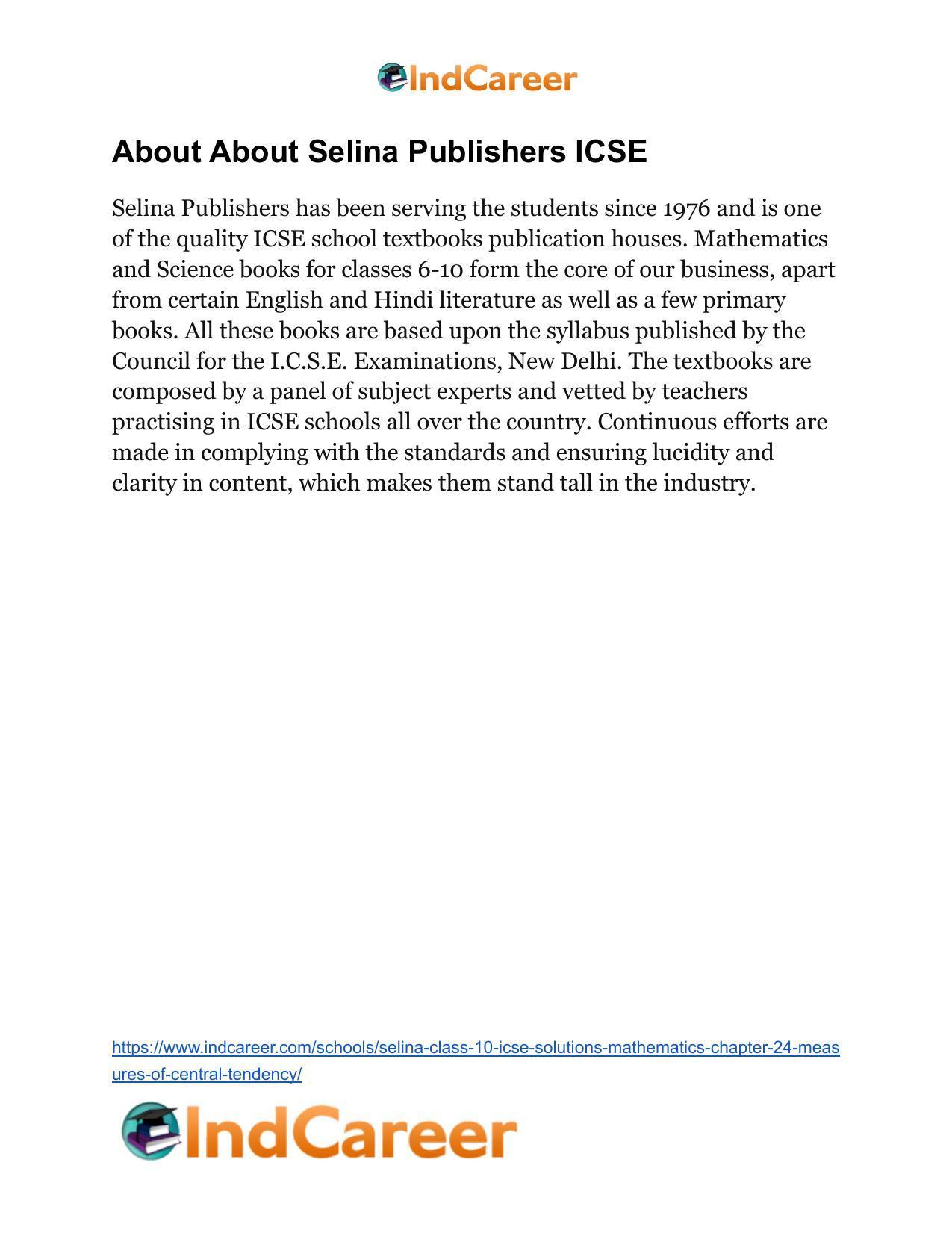 Selina Class 10 ICSE Solutions Mathematics : Chapter 24- Measures of Central Tendency - Page 77