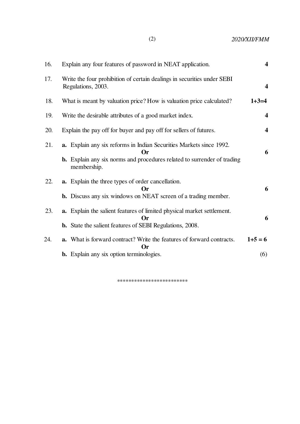 Nagaland Board Class 12 FINANCIAL MARKETS MANAGEMENT 2020 Question Papers - Page 2