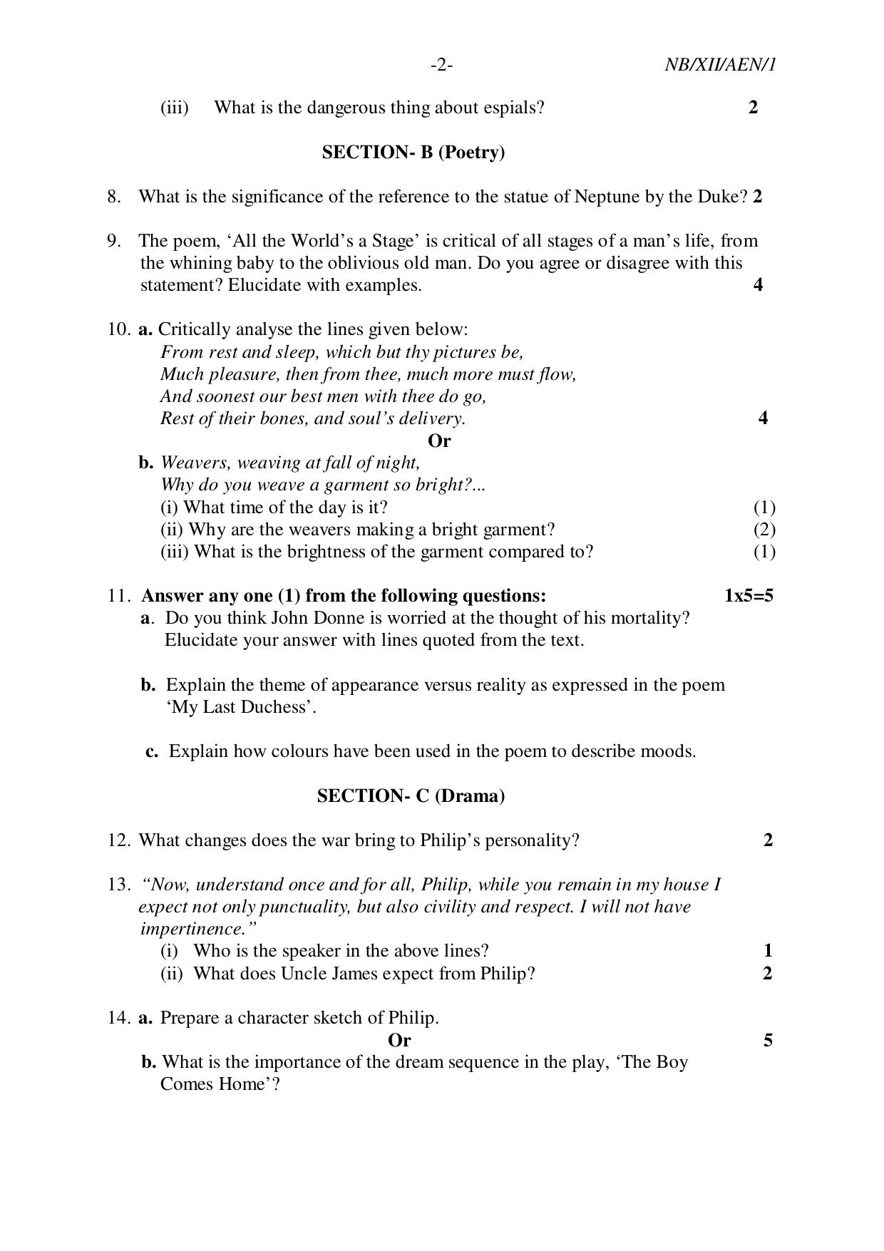 Nagaland Board NBSE Class 12 / HSSLC 2023 Question Paper (All Subjects) - Page 34