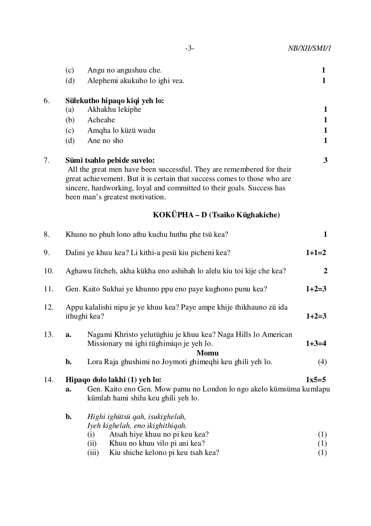 Nagaland Board NBSE Class 12 / HSSLC 2023 Question Paper (All Subjects) - Page 52
