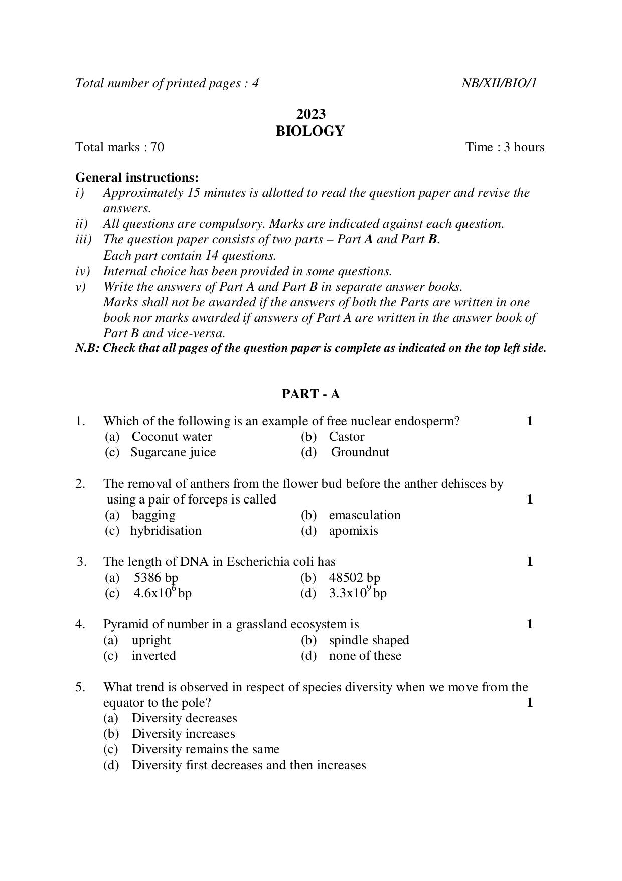 Nagaland Board NBSE Class 12 / HSSLC 2023 Question Paper (All Subjects) - Page 89