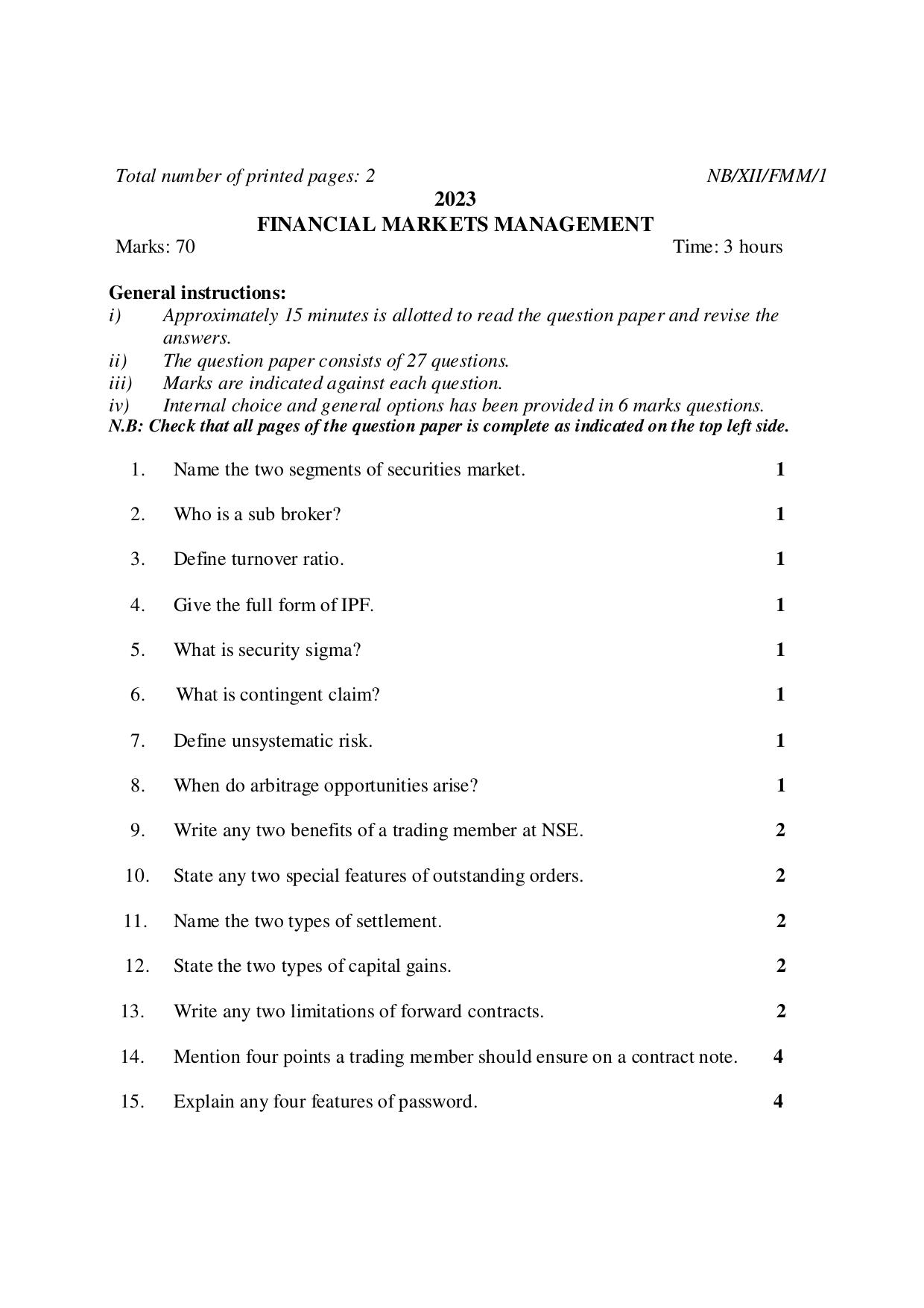 Nagaland Board NBSE Class 12 / HSSLC 2023 Question Paper (All Subjects) - Page 102
