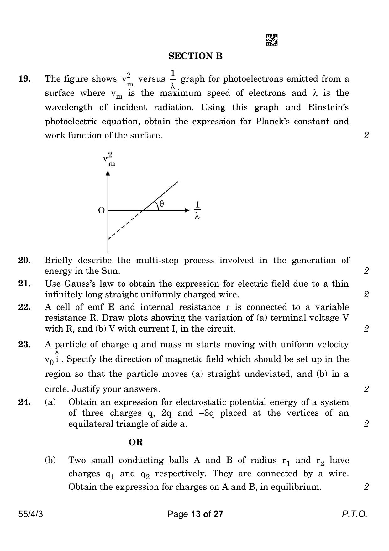 CBSE Class 12 55-4-3 Physics 2023 Question Paper - Page 13