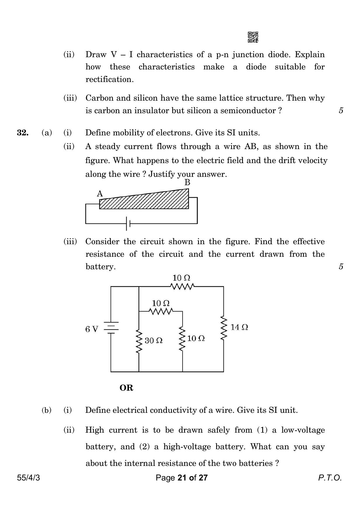 CBSE Class 12 55-4-3 Physics 2023 Question Paper - Page 21