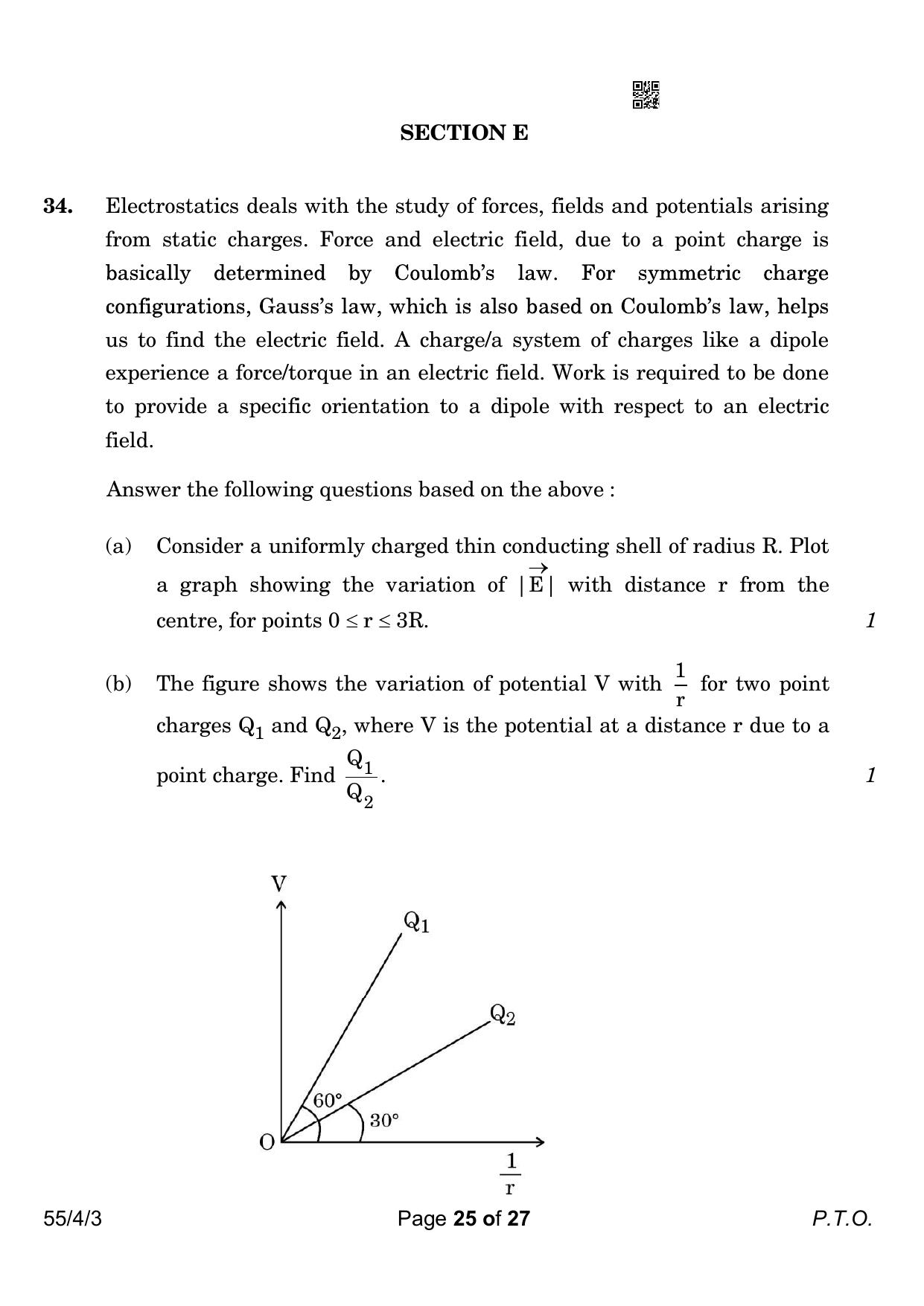 CBSE Class 12 55-4-3 Physics 2023 Question Paper - Page 25