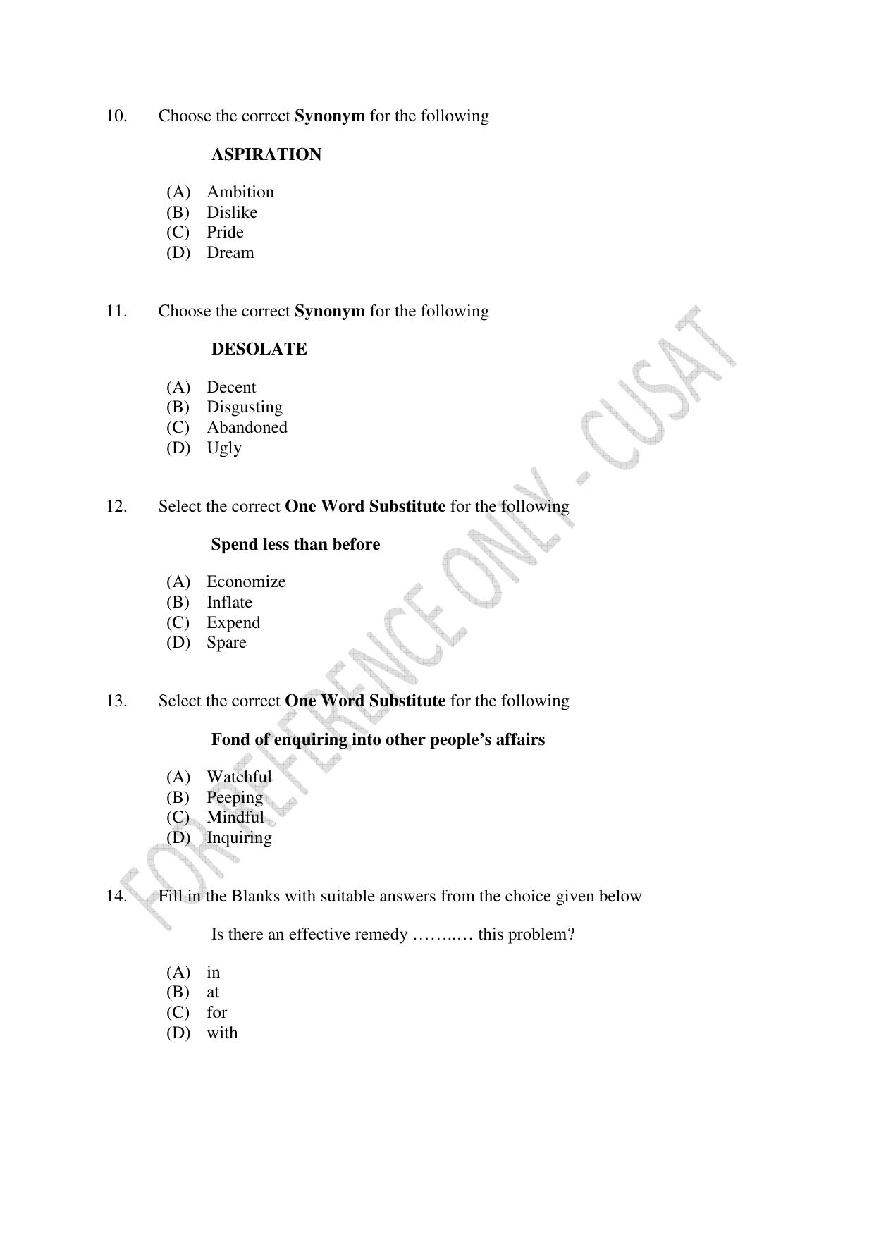 CUSAT CAT 2023 BTECH LET COMBINED Question Paper - Page 3