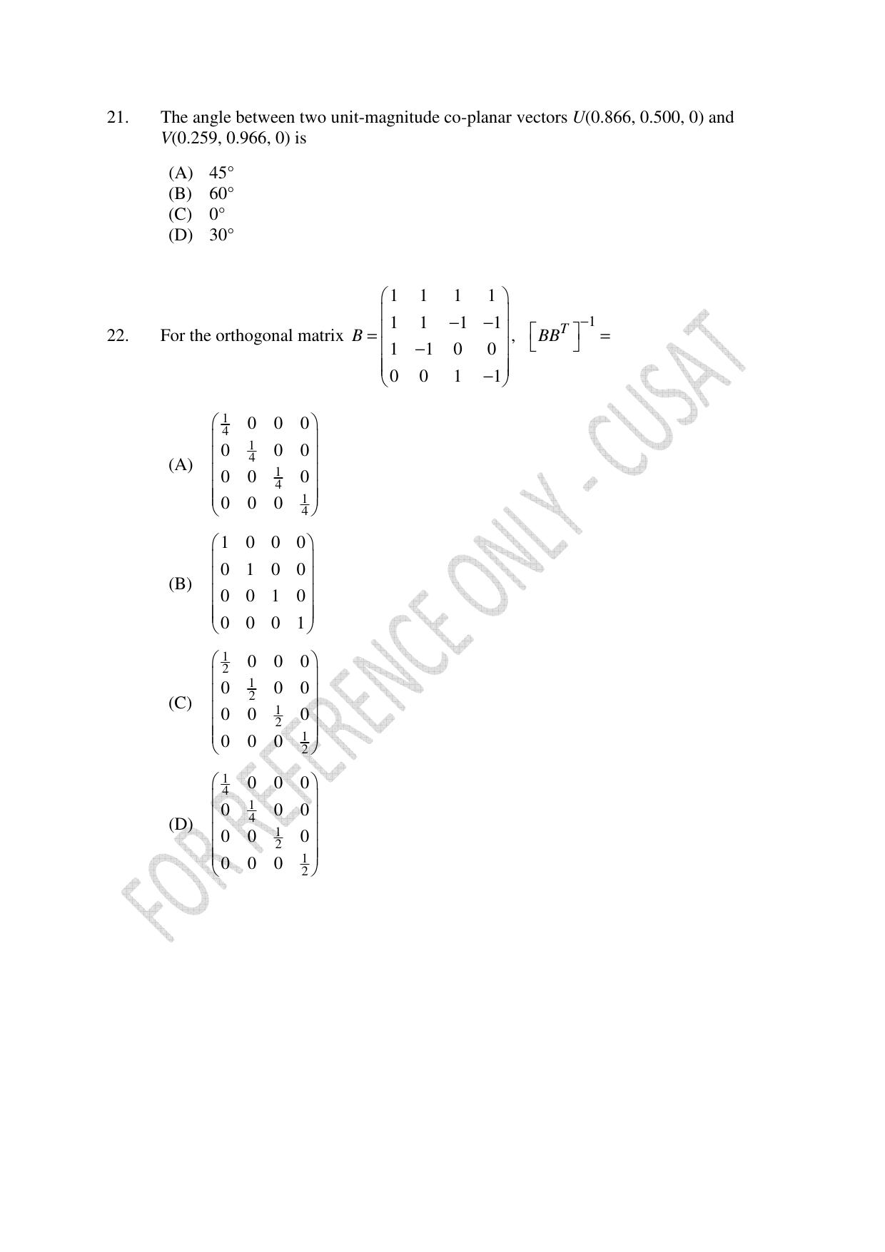 CUSAT CAT 2023 BTECH LET COMBINED Question Paper - Page 5