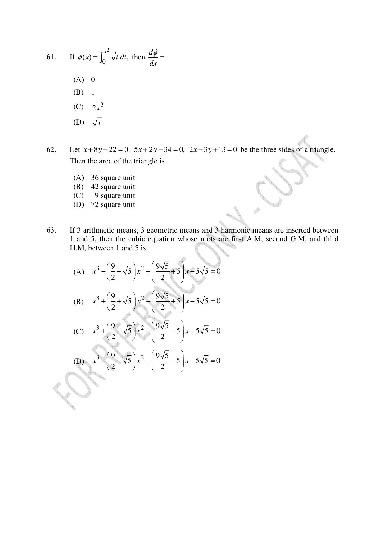 CUSAT CAT 2023 BTECH LET COMBINED Question Paper - Page 15