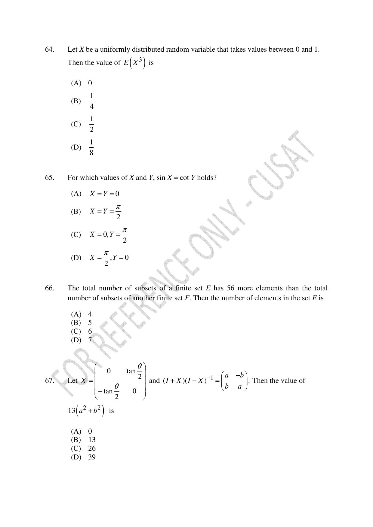 CUSAT CAT 2023 BTECH LET COMBINED Question Paper - Page 16