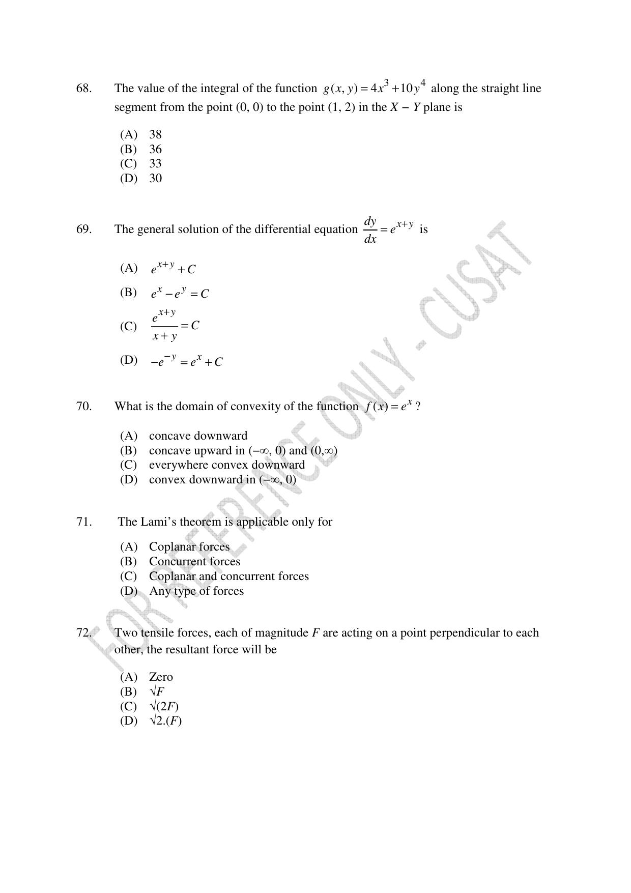 CUSAT CAT 2023 BTECH LET COMBINED Question Paper - Page 17