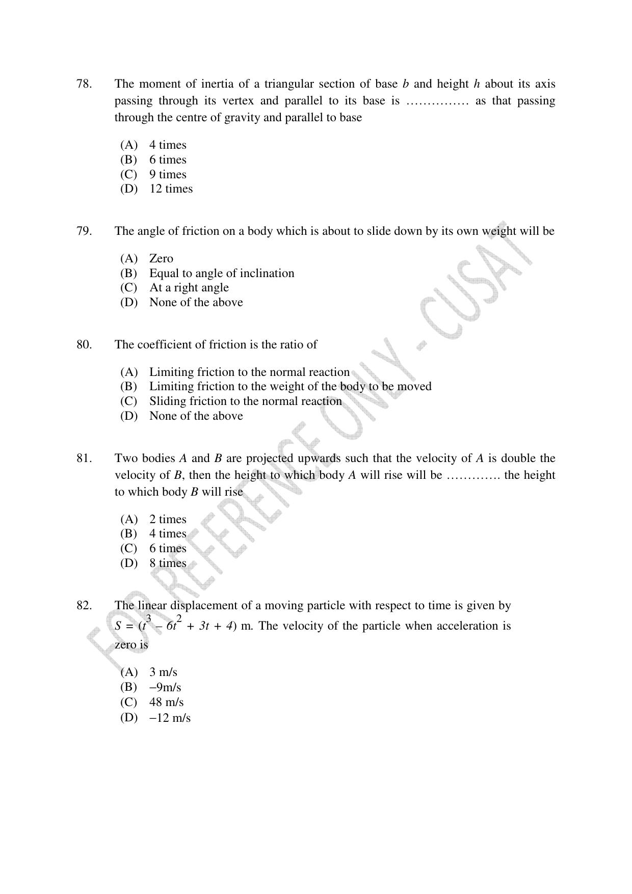 CUSAT CAT 2023 BTECH LET COMBINED Question Paper - Page 19