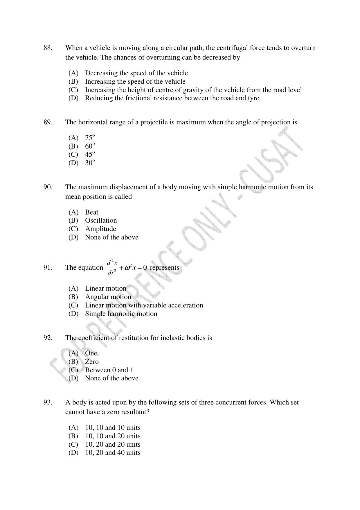 CUSAT CAT 2023 BTECH LET COMBINED Question Paper - Page 21