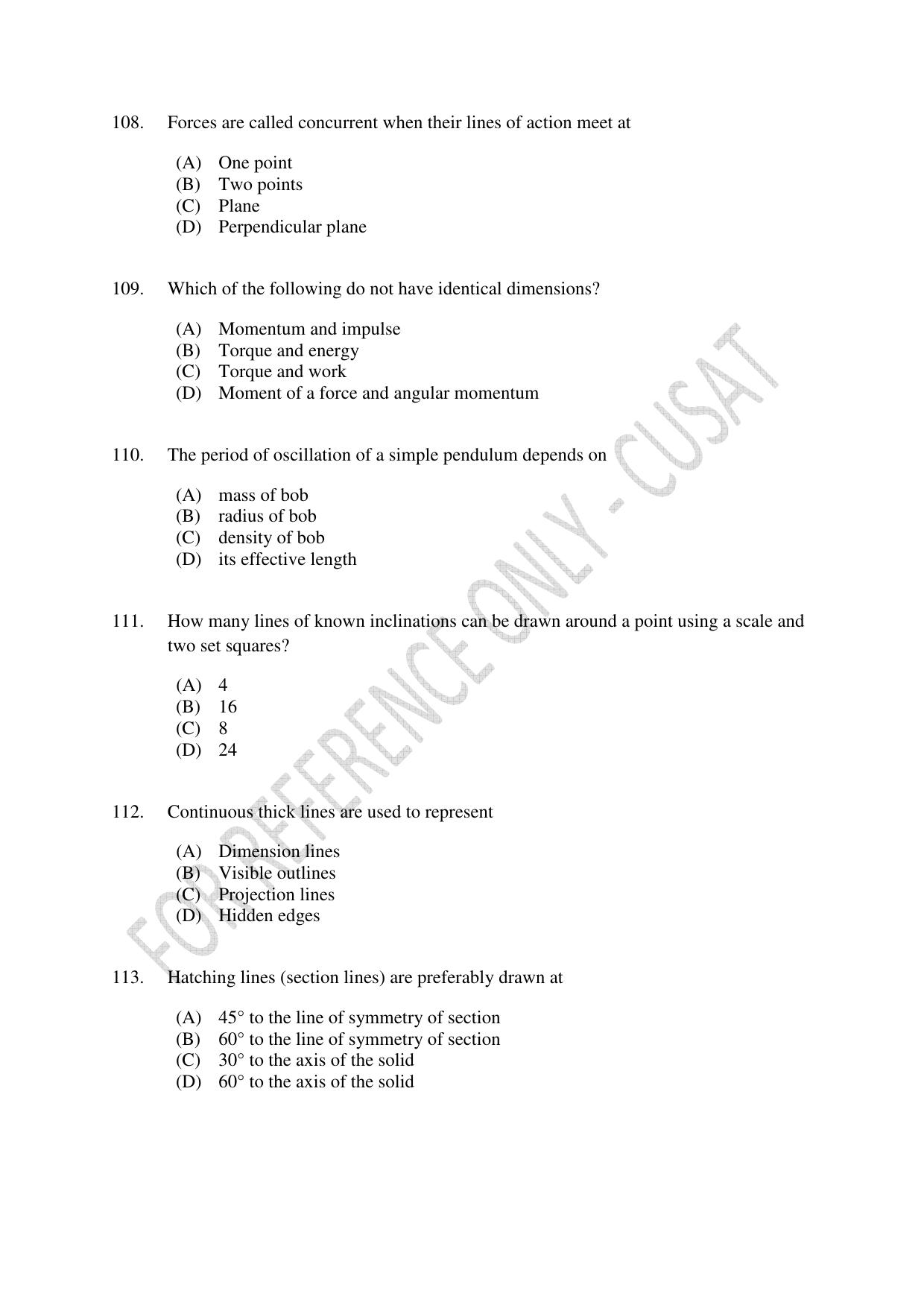 CUSAT CAT 2023 BTECH LET COMBINED Question Paper - Page 25