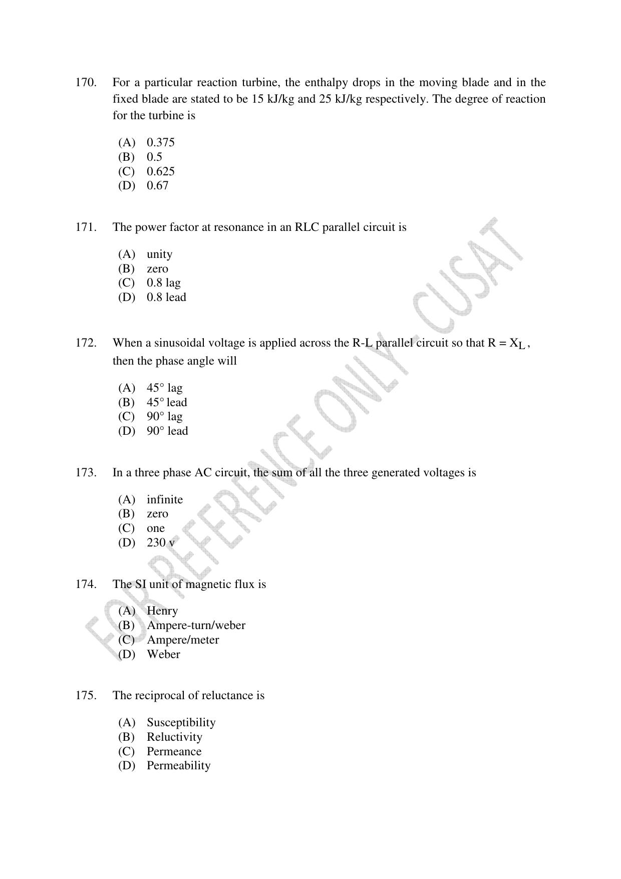 CUSAT CAT 2023 BTECH LET COMBINED Question Paper - Page 39