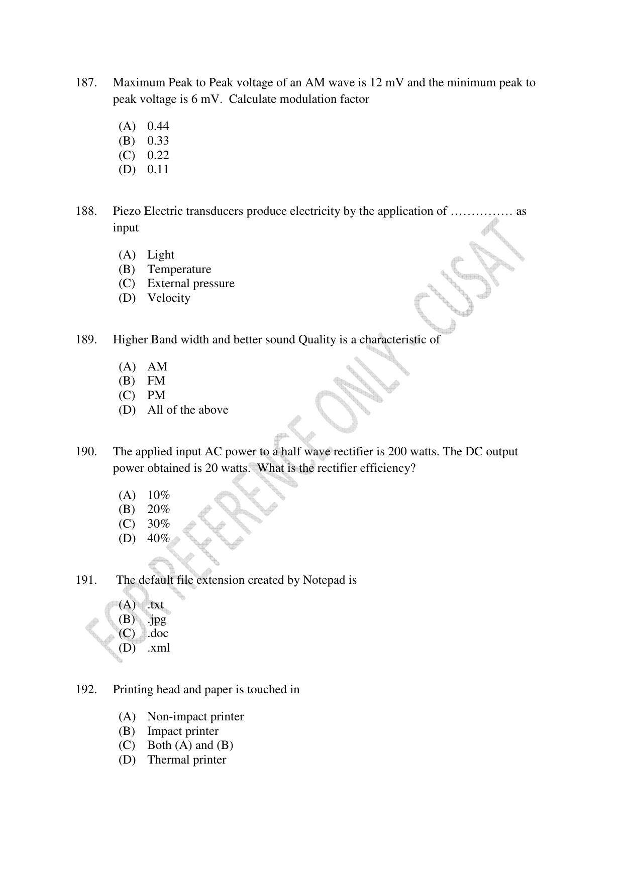 CUSAT CAT 2023 BTECH LET COMBINED Question Paper - Page 42