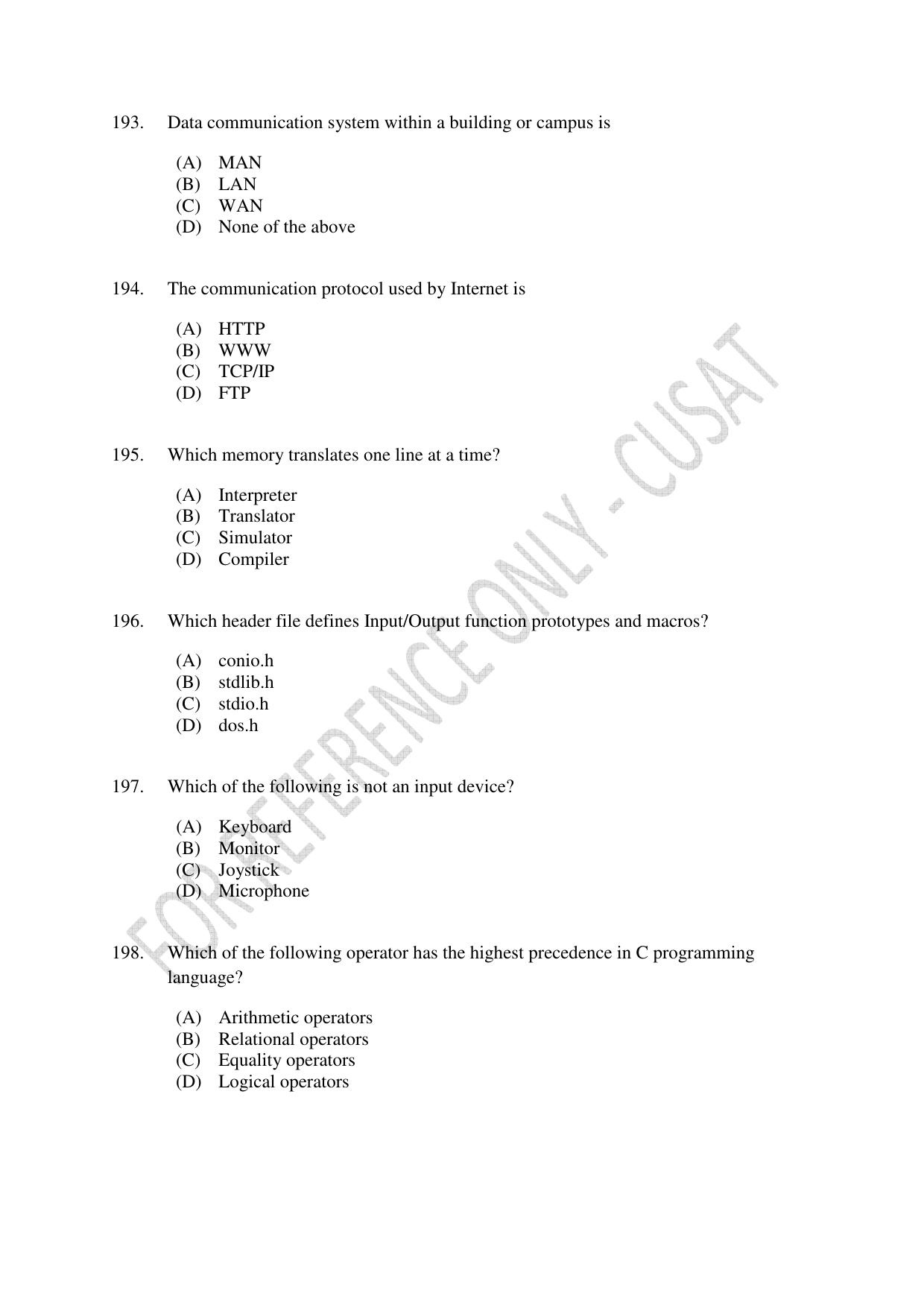 CUSAT CAT 2023 BTECH LET COMBINED Question Paper - Page 43