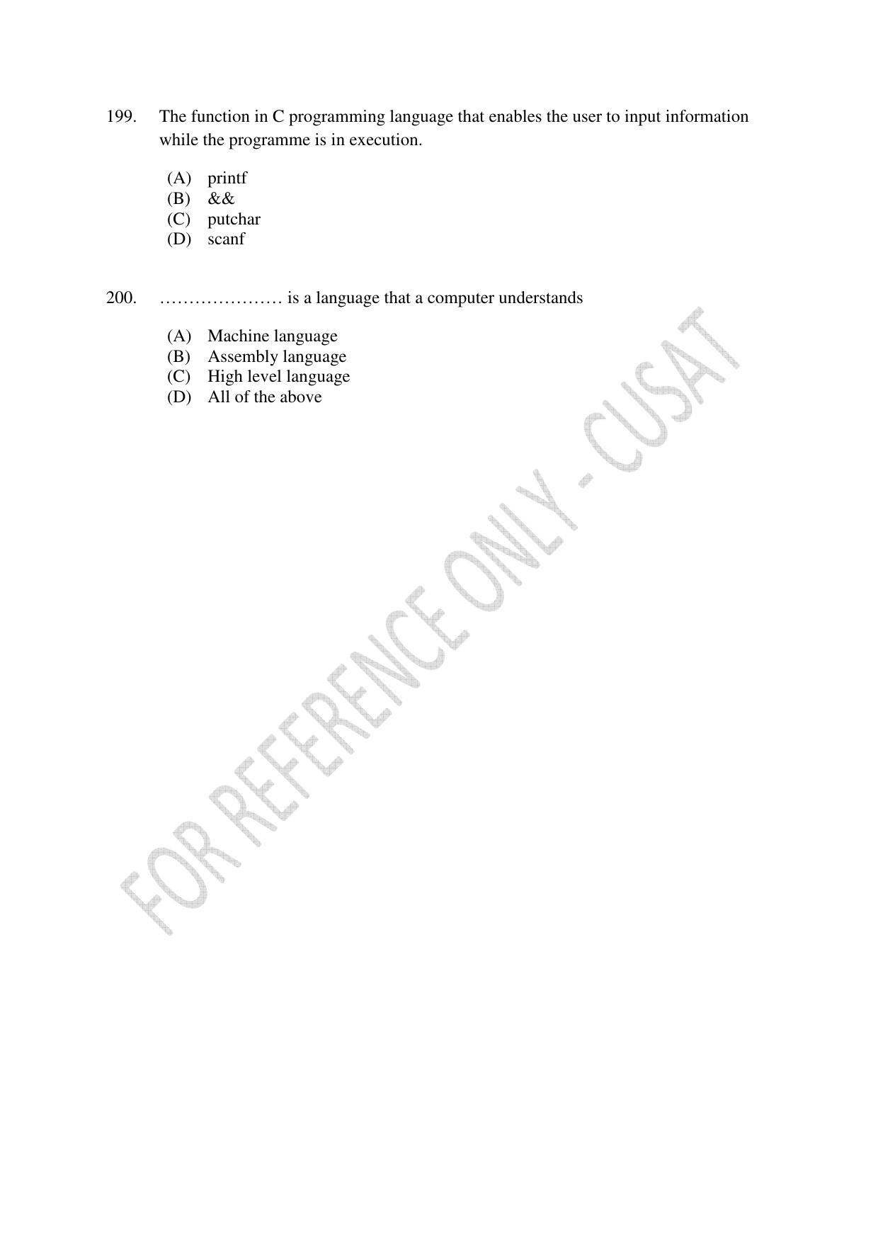 CUSAT CAT 2023 BTECH LET COMBINED Question Paper - Page 44