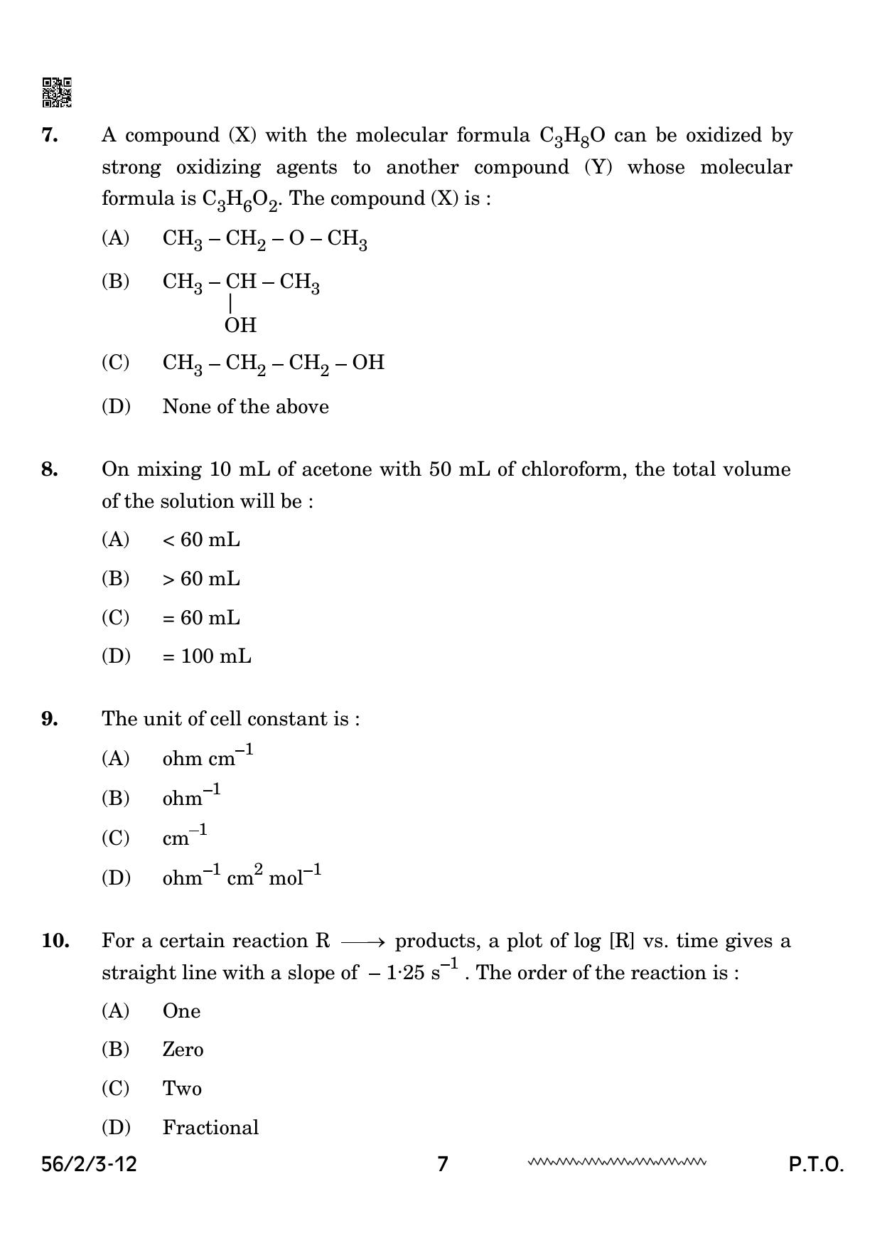CBSE Class 12 56-2-3 Chemistry 2024 Question Paper - Page 7
