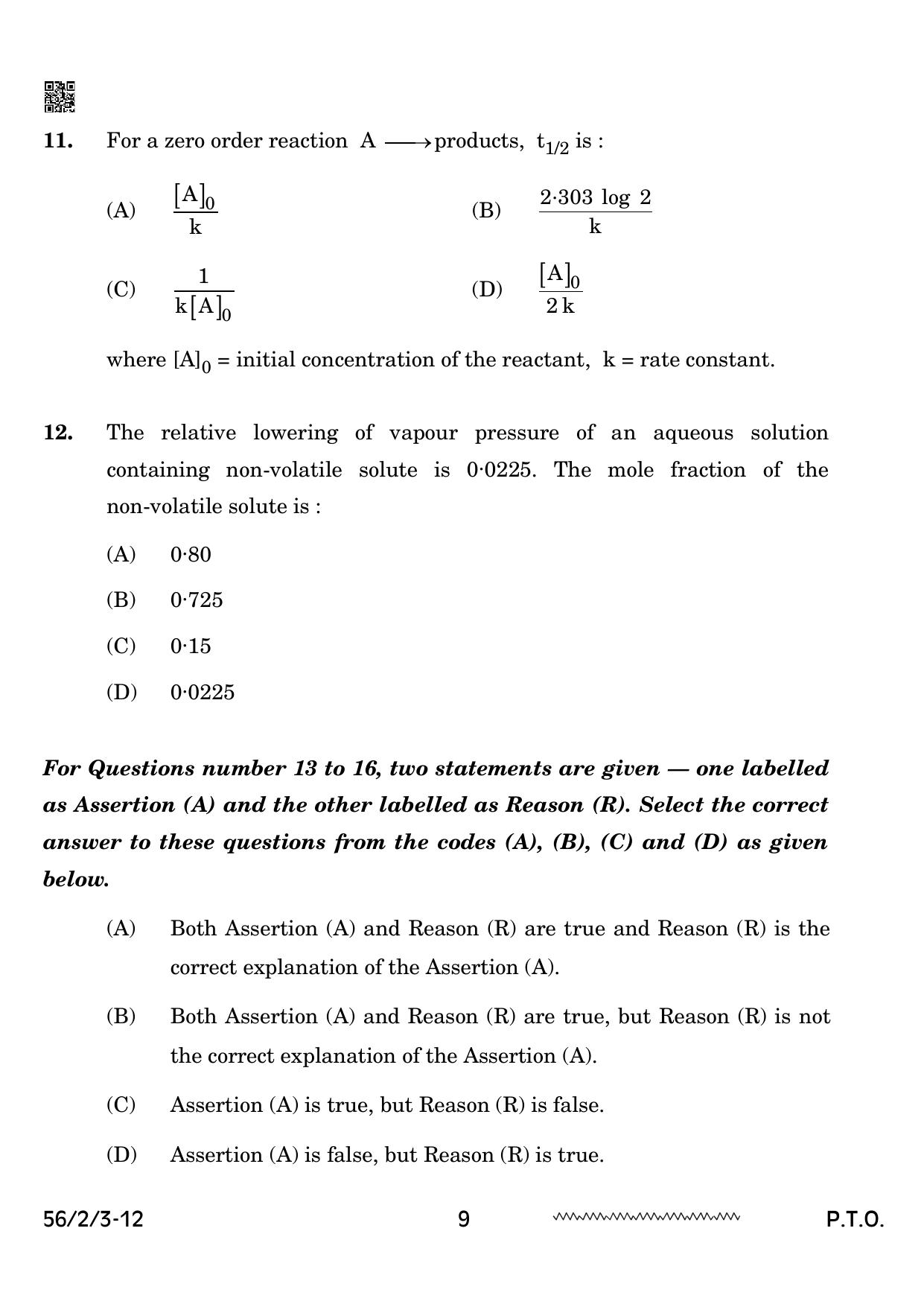 CBSE Class 12 56-2-3 Chemistry 2024 Question Paper - Page 9