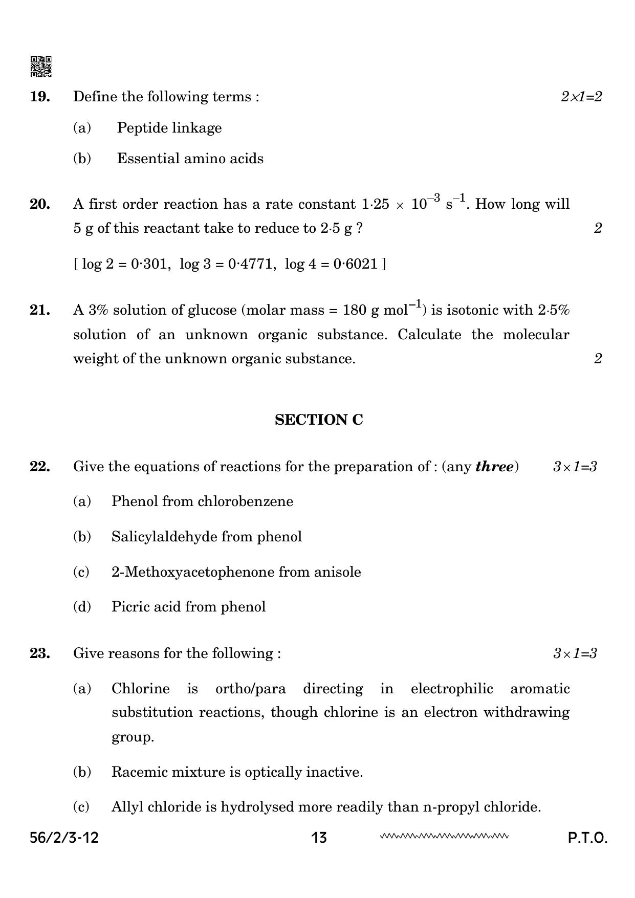 CBSE Class 12 56-2-3 Chemistry 2024 Question Paper - Page 13