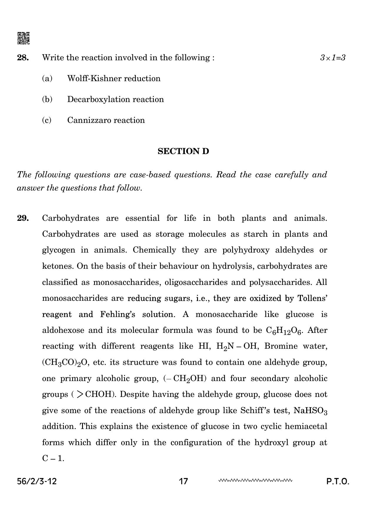 CBSE Class 12 56-2-3 Chemistry 2024 Question Paper - Page 17