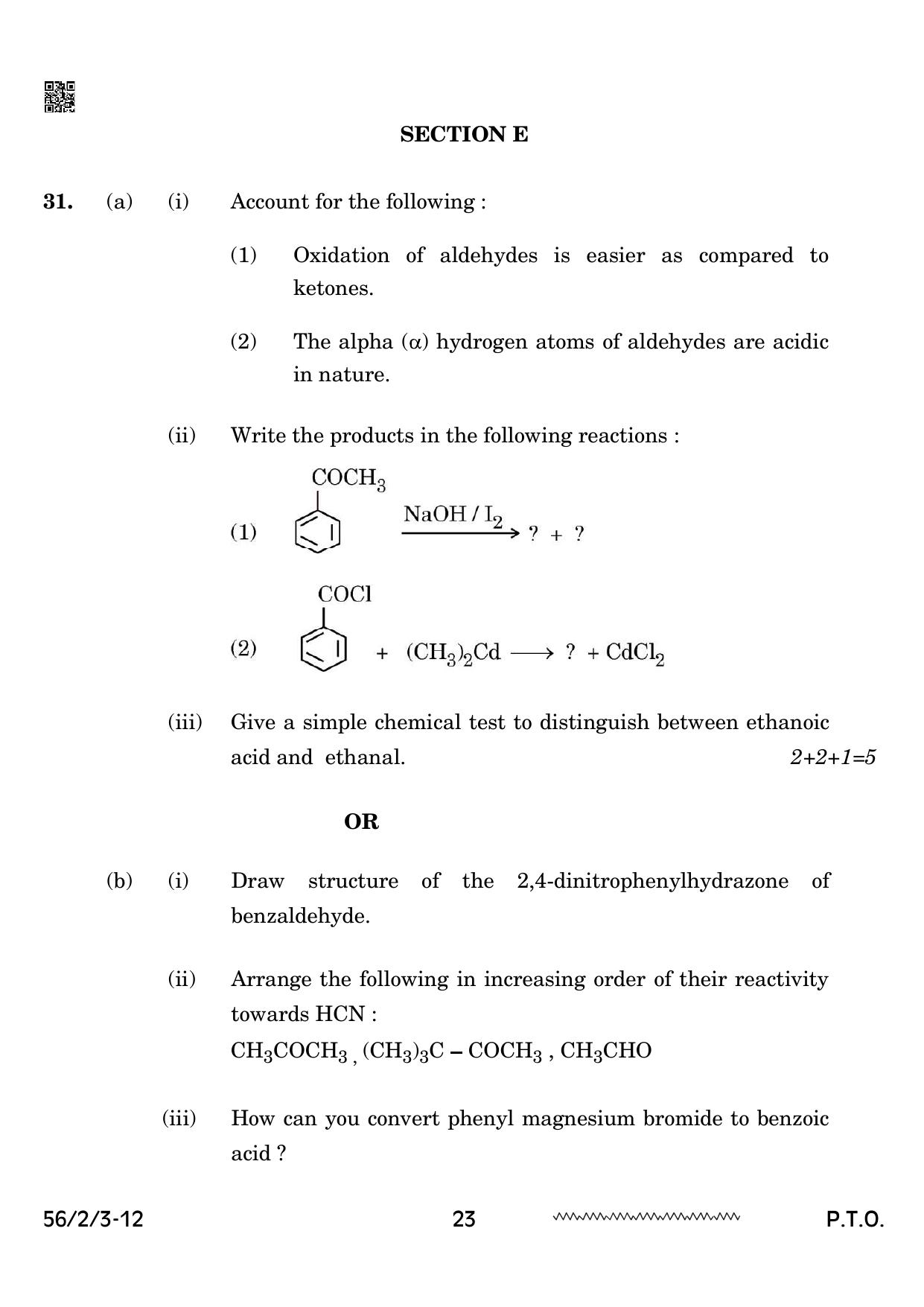 CBSE Class 12 56-2-3 Chemistry 2024 Question Paper - Page 23