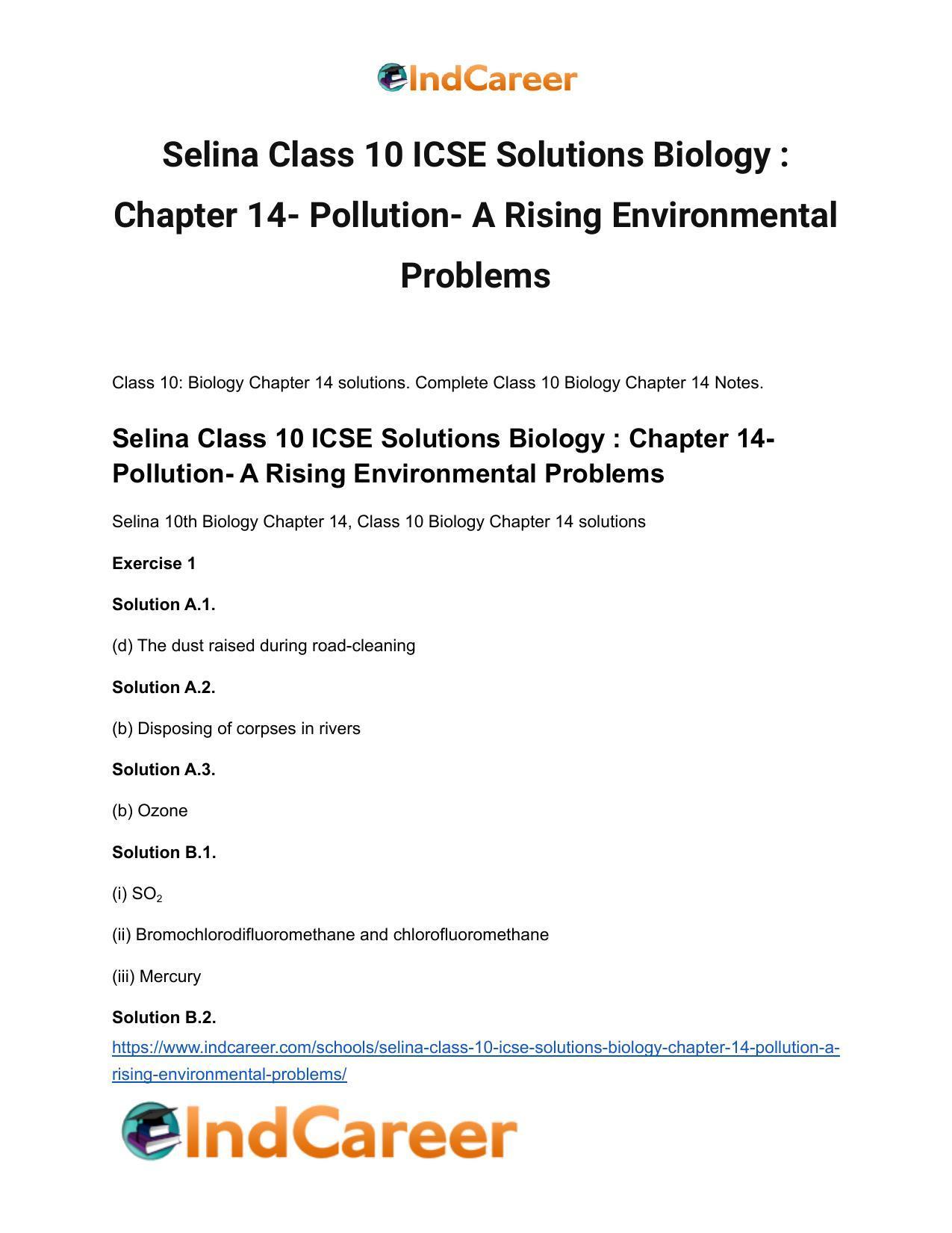 Selina Class 10 ICSE Solutions Biology : Chapter 14- Pollution- A Rising Environmental Problems - Page 2