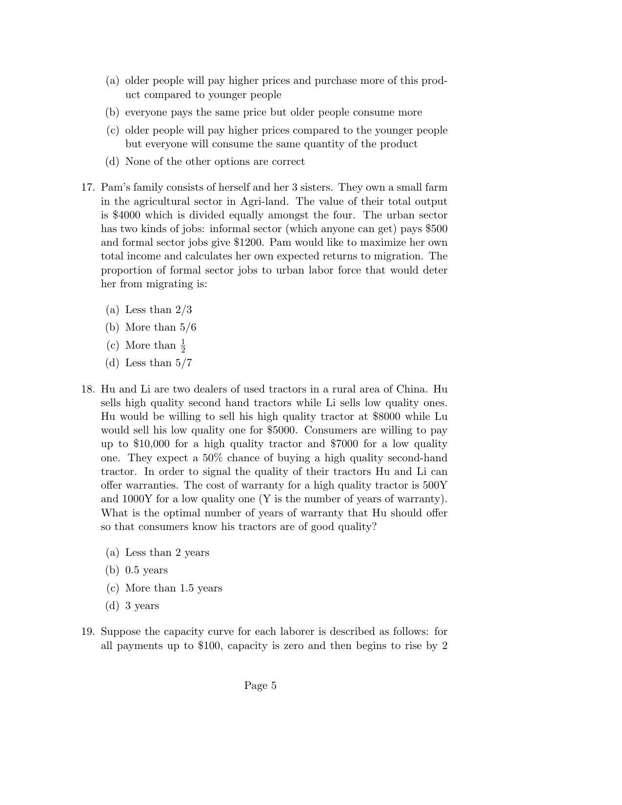 ISI Admission Test M.S.(QE) PEA 2020 Sample Paper - Page 5