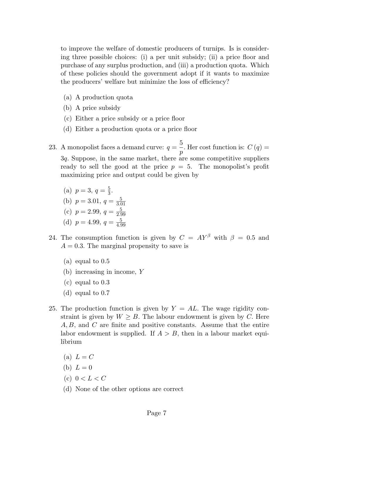 ISI Admission Test M.S.(QE) PEA 2020 Sample Paper - Page 7