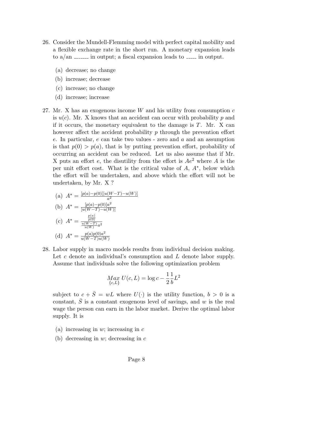ISI Admission Test M.S.(QE) PEA 2020 Sample Paper - Page 8