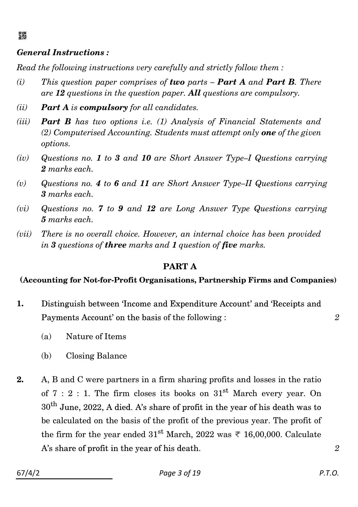 CBSE Class 12 67-4-2 Accountancy 2022 Question Paper - Page 3